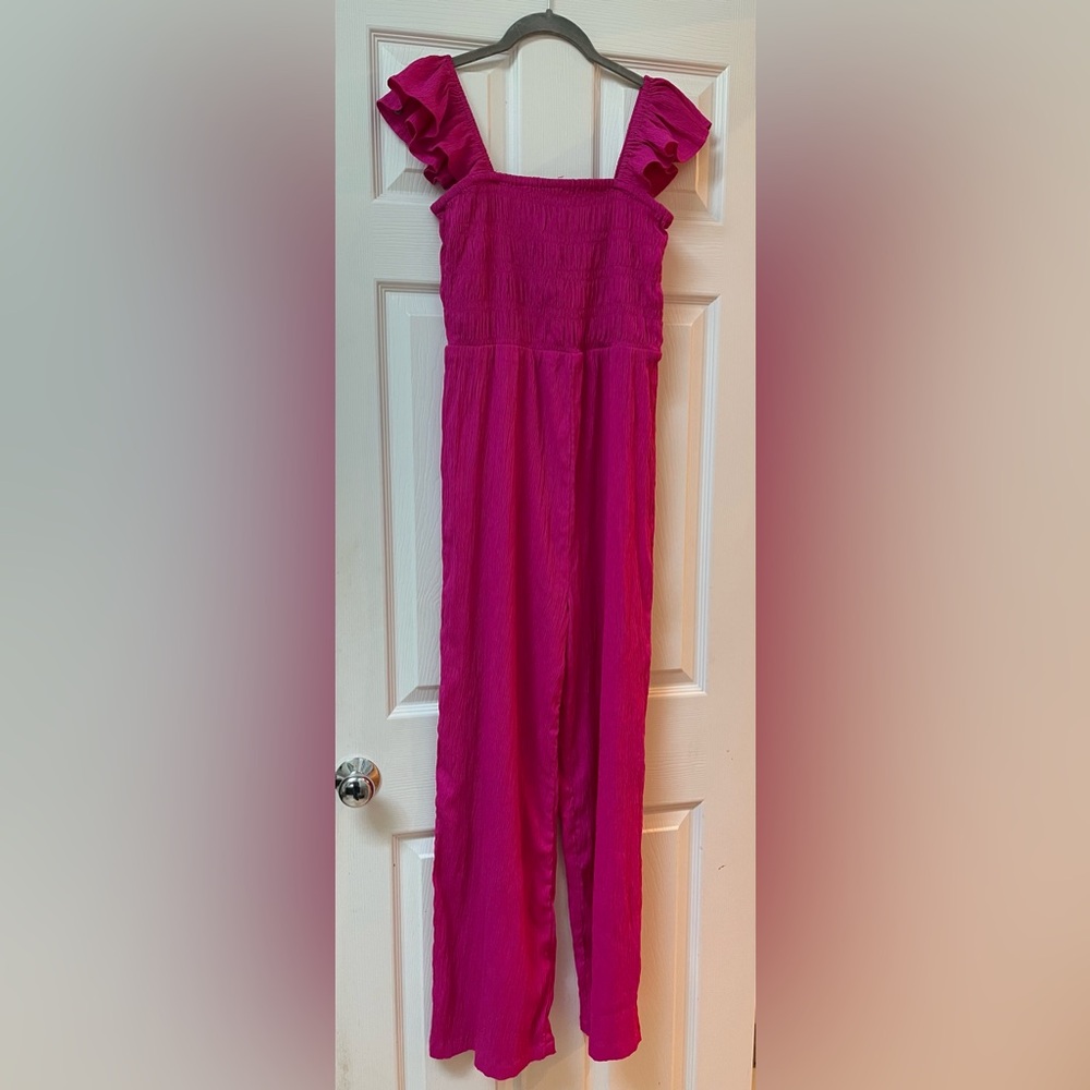Kids Pink Ruffled Jumpsuit